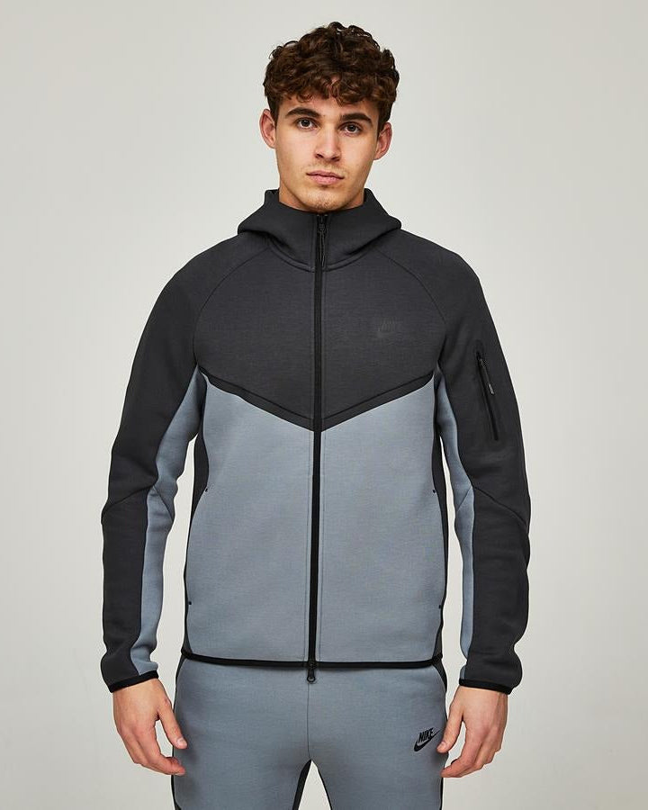 nike tech fleece cuffed grey tracksuit